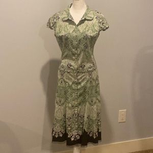 Gianni Bini Green and Black Cotton Blend Dress Size 6
